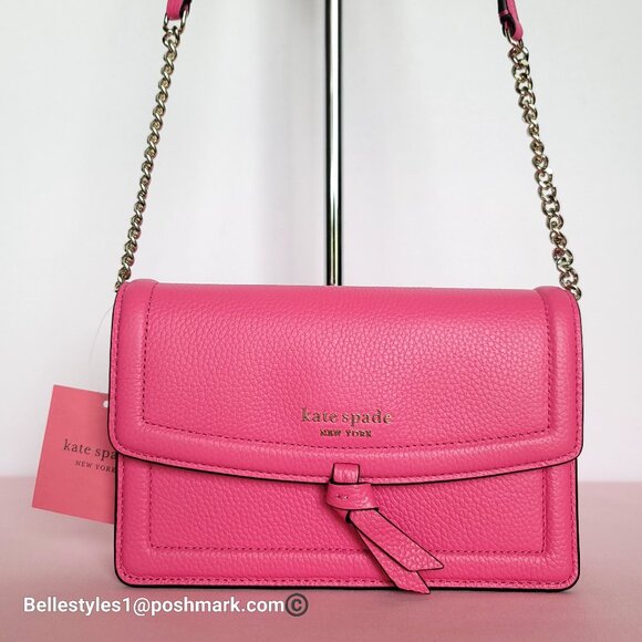 KATE SPADE Handbags - KATE SPADE Knott Pebbled Leather Flap Crossbody Bag-Crushed Watermelon 🎈$128.